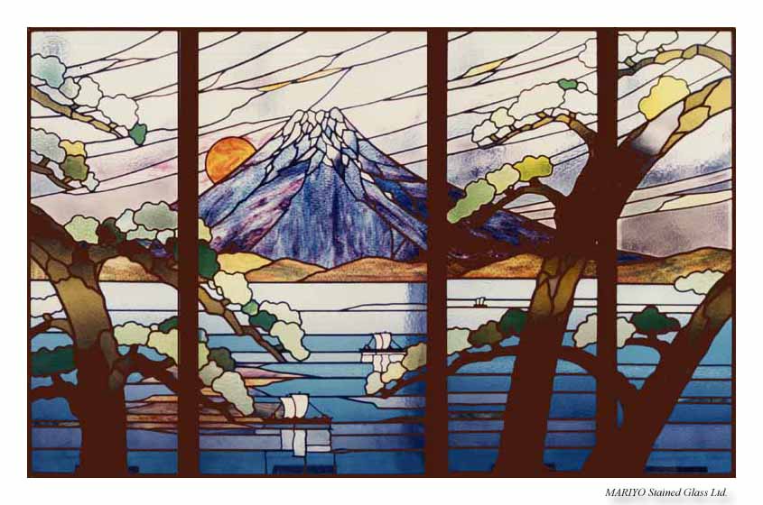 古い日本のステンドグラス 富士山 松 | 作家ブログ 小林一夫